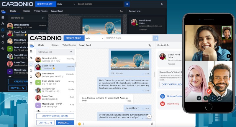 Carbonio CE - Interfaz de usuario en desktop y móvil