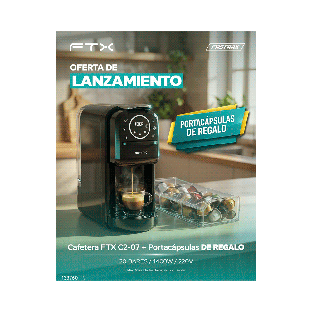COMBO CAFETERA FTX 1 TAZA + PORTACAPSULAS DE CAFE C2-07 / CH-3C