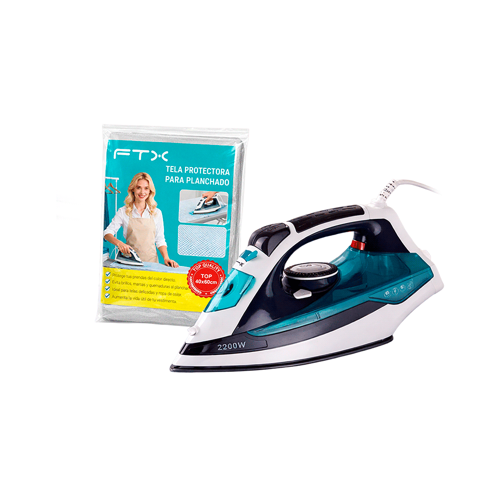PLANCHA A VAPOR FTX 2200W 220V CERAMICO/SECO EI2-22 +PROTECTOR TERMICO