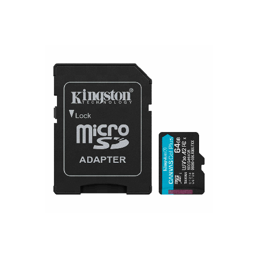 [FX131209] MEM MICRO SD KINGSTON  64GB SDCG4/64GB 200/100 CANVAS GO PLUS C/ADAP