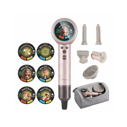 [FX127882] SECADOR DE CABELLO FTX 2200W 220V ROSA 5 EN 1 HY2-205 127888