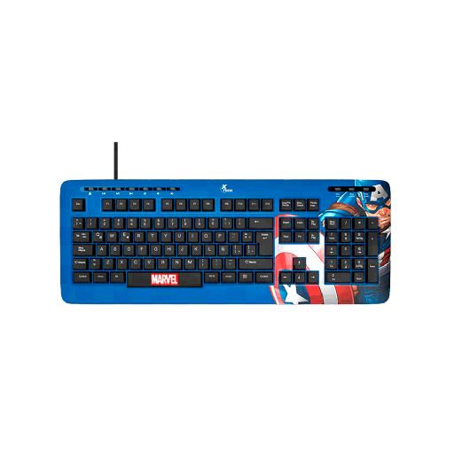 [FX94214] TECLADO USB XTECH XTK-M401CA CAPITAN AMERICA ESP/AZUL/MULTIMEDIA PSJ